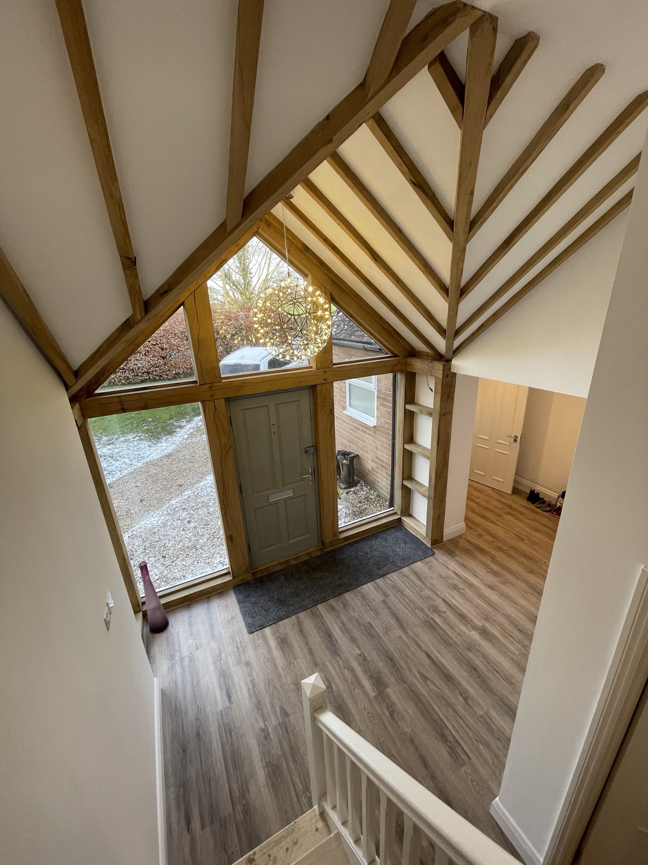 Oak-framed entrance hall