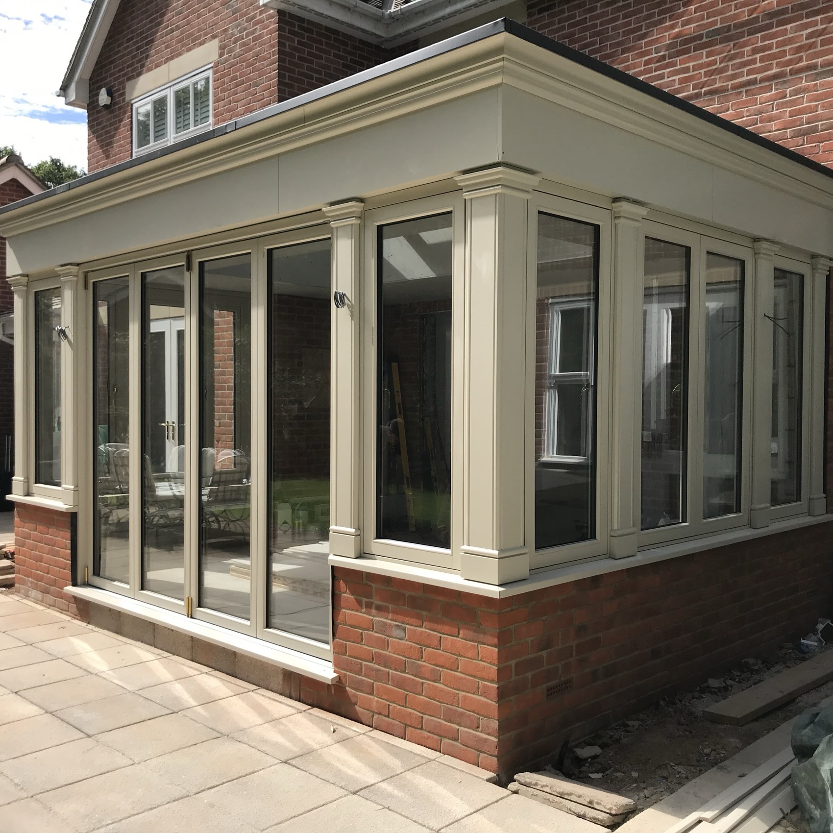 Orangery with painted timber pilasters